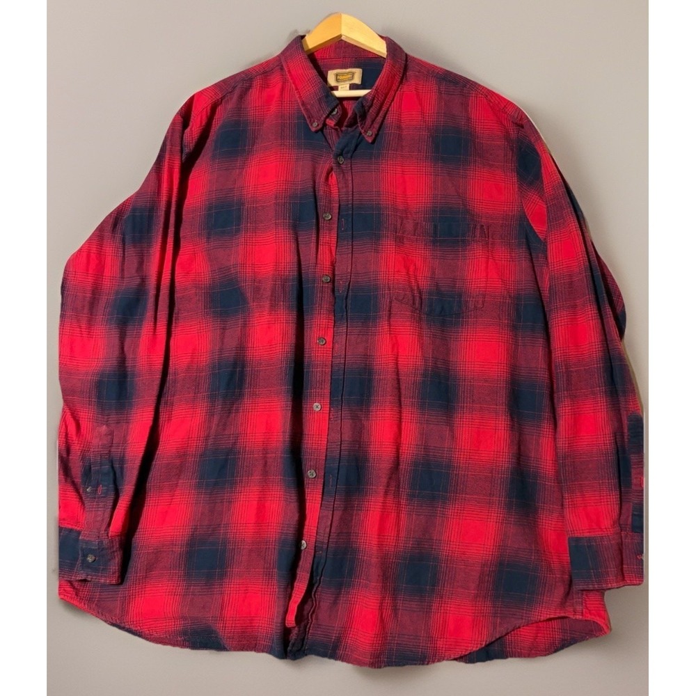 Foundry Men's Super Soft Flannel Shirt Size 3XLT Big & Tall Black Red Plaid